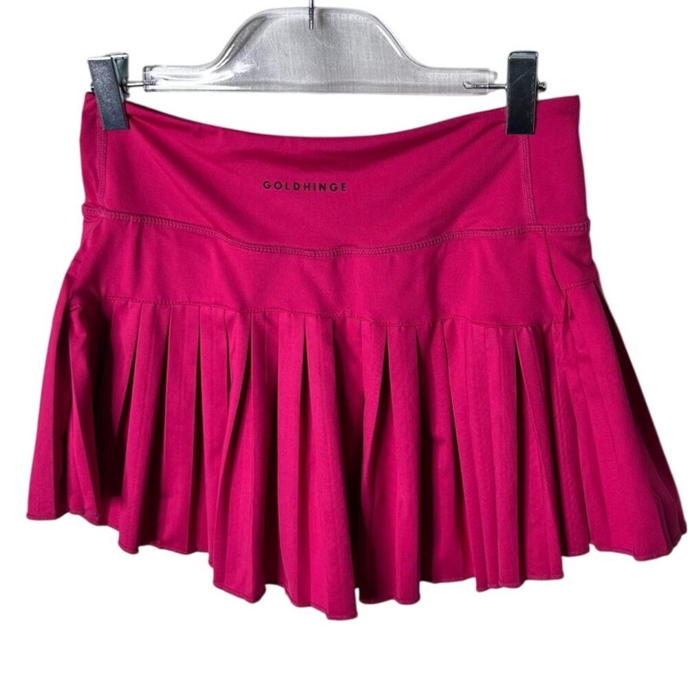Gold Hinge Raspberry Pleated Tennis Skort High Waisted Pink Athletic Skirt Small